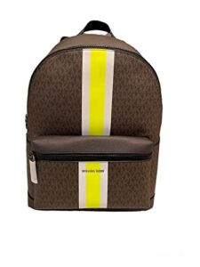 michael kors mens cooper logo backpack large (brown sig / neon)