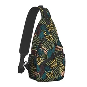 yamegoun palm tree leaves sling bag travel crossbody backpack shoulder pack chest hiking daypack for women men with strap lightweight outdoor walking runner climbing