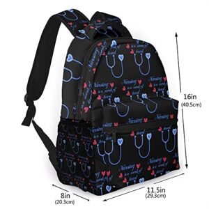 AMRANDOM Nursing Purple Laptop Backpack Travel Backpacks Bookbag for Women & Men Boys Girls School College Students Backpack Durable Daypack