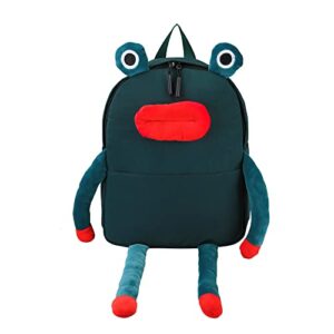 laureltree kawaii aesthetic creative cute funny cartoon frog backpack travel bag school students teens girls (green)