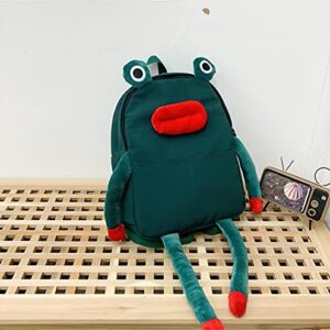 LaurelTree Kawaii Aesthetic Creative Cute Funny Cartoon Frog Backpack Travel Bag School Students Teens Girls (Green)