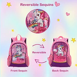 HAPPYSUNNY Toddler Backpack Reversible Sequin 13 Inch Lightweight for Preschool and Kindergarten Children, Kid Backpack, Mini School Bag Bookbag for 3-5 Years Girls