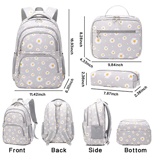 Fedalust Laptop Backpack Book Bags, Travel Backpack for Women, Daisy School Backpack with Lunch Box, Waterproof Casual Daypack Backpacks