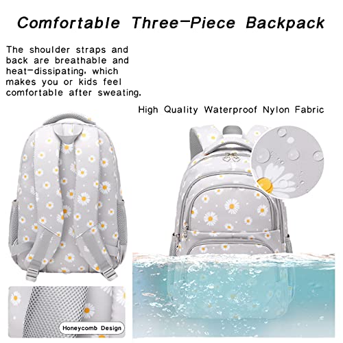 Fedalust Laptop Backpack Book Bags, Travel Backpack for Women, Daisy School Backpack with Lunch Box, Waterproof Casual Daypack Backpacks