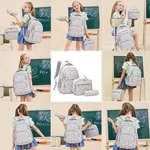 Fedalust Laptop Backpack Book Bags, Travel Backpack for Women, Daisy School Backpack with Lunch Box, Waterproof Casual Daypack Backpacks