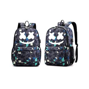 SEWKILNM Smile Luminous Laptop Backpack with USB Charger Port, DJ Music Backpack School Backpack, Birthday Gifts for Teens and Adult