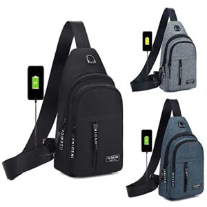 gursac sling bag for men women shoulder backpack chest bags crossbody daypack with usb cable for hiking camping shoulder bag