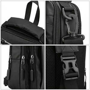 Peicees Sling Bag for Men Women Waterproof Mens Sling Backpack Purse Crossbody Bag with USB Charging Port for Travel Hiking