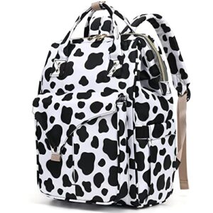 cow print laptop backpack college school backpack bookbags nurse backpacks travel bags casual daypacks for women girls fits 15.6 inch notebook