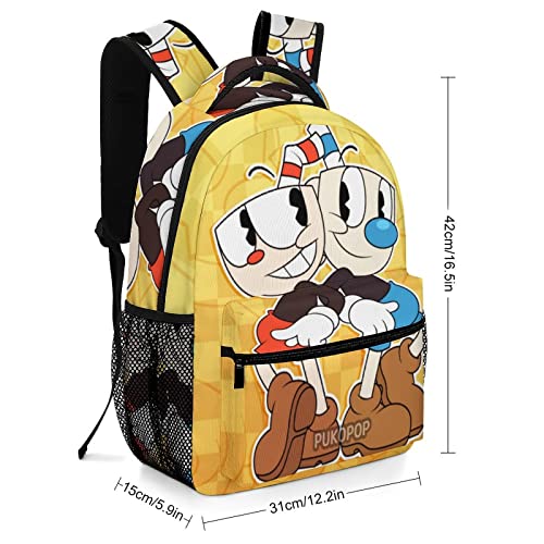 Zqiyhre Lightweight Cupx-Head Backpack DIY Cartoon Anime Waterproof Sports Daily Backpacks for Teenagers