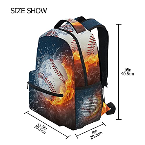 Kcldeci Baseball Kids Backpack for Boys Girls , Baseball School Backpacks Bookbag Elementary School Bag Book Bag Daypack Travel Bag