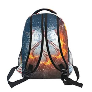 Kcldeci Baseball Kids Backpack for Boys Girls , Baseball School Backpacks Bookbag Elementary School Bag Book Bag Daypack Travel Bag