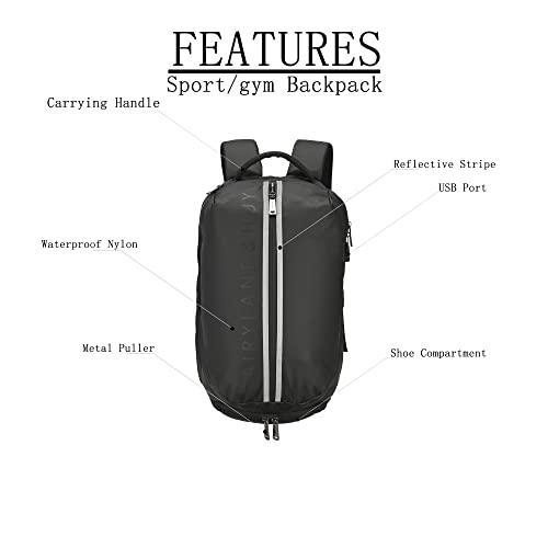 FAIRYLAND Backpack Multi-compartment Storage Sports Gym Backpack With Shoe Compartment Waterproof Biking, Hiking Backpack, Durable Anti Theft College School Backpack Fits Laptop, Black