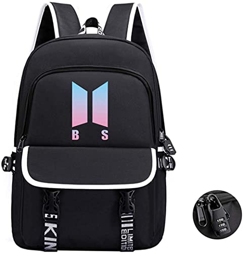 Alikpop Kpop Theft Proof Travel Backpack , Code Lock BookBag with USB Charging Port, Water Resistant Business Back Pack for Student Work Men & Women