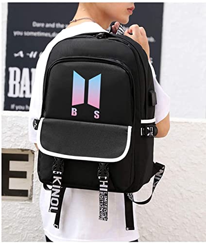 Alikpop Kpop Theft Proof Travel Backpack , Code Lock BookBag with USB Charging Port, Water Resistant Business Back Pack for Student Work Men & Women