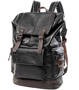 men’s pu leather laptop backpack,vintage travel rucksack for school,college,bookbag,large casual daypacks for women yz11