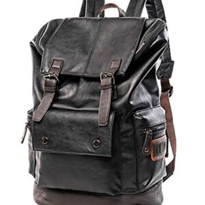 Men's PU Leather Laptop Backpack,Vintage Travel Rucksack for School,College,Bookbag,Large Casual Daypacks for Women YZ11