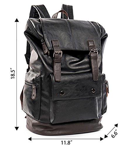 Men's PU Leather Laptop Backpack,Vintage Travel Rucksack for School,College,Bookbag,Large Casual Daypacks for Women YZ11