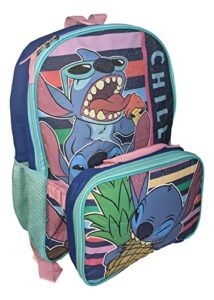 ruz stitch 16″ backpack with detachable lunch box black-blue
