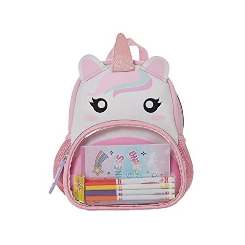 Crayola Neoprene Unicorn Mini Backpack for Girls & Toddlers with Crayola Markers & Notepad, 10 inch, Pink