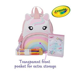 Crayola Neoprene Unicorn Mini Backpack for Girls & Toddlers with Crayola Markers & Notepad, 10 inch, Pink