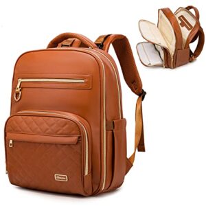 rabjen diaper bag backpack, vegan leather baby bag, large capacity multifunction maternity travel back pack for men and women (dark brown)