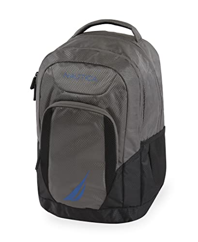 Nautica Sail Laptop Backpack, Grey/Blue, One Size