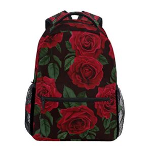 alaza red rose flower floral large backpack for women girls kids school personalized laptop ipad tablet travel school bag with multiple pockets