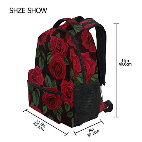 ALAZA Red Rose Flower Floral Large Backpack for Women Girls kids School Personalized Laptop iPad Tablet Travel School Bag with Multiple Pockets