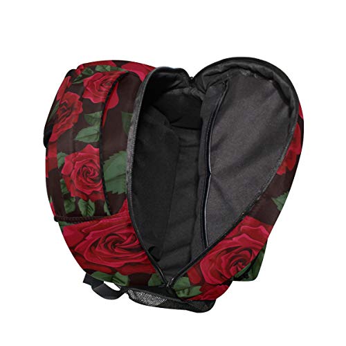 ALAZA Red Rose Flower Floral Large Backpack for Women Girls kids School Personalized Laptop iPad Tablet Travel School Bag with Multiple Pockets