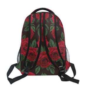 ALAZA Red Rose Flower Floral Large Backpack for Women Girls kids School Personalized Laptop iPad Tablet Travel School Bag with Multiple Pockets