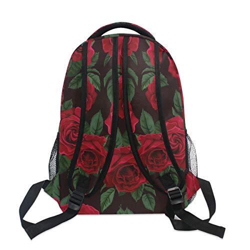 ALAZA Red Rose Flower Floral Large Backpack for Women Girls kids School Personalized Laptop iPad Tablet Travel School Bag with Multiple Pockets