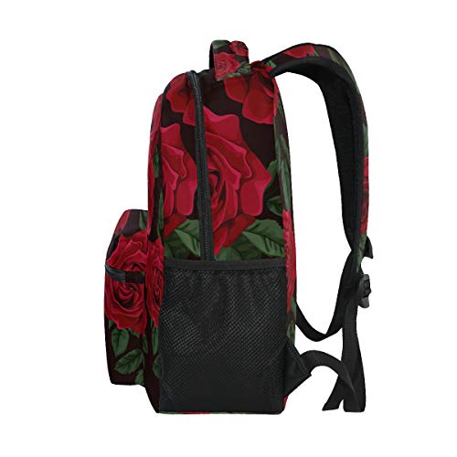 ALAZA Red Rose Flower Floral Large Backpack for Women Girls kids School Personalized Laptop iPad Tablet Travel School Bag with Multiple Pockets