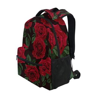 ALAZA Red Rose Flower Floral Large Backpack for Women Girls kids School Personalized Laptop iPad Tablet Travel School Bag with Multiple Pockets