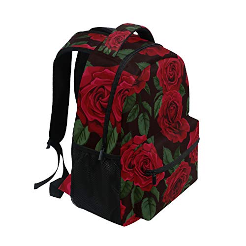 ALAZA Red Rose Flower Floral Large Backpack for Women Girls kids School Personalized Laptop iPad Tablet Travel School Bag with Multiple Pockets