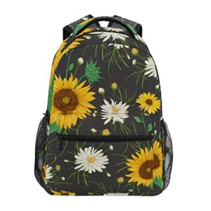 sunflowers and chamomile flowers laptop backpack 16 inch large backpack for women men school business work travel backpack