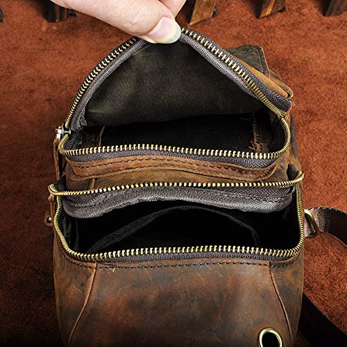 vintage Men's real Leather chest bag Business Casual Outdoor Sling Bag (Style 3 - Crazy Horse Leather)