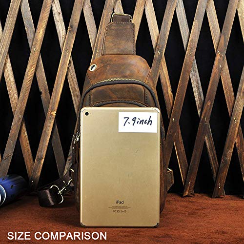 vintage Men's real Leather chest bag Business Casual Outdoor Sling Bag (Style 3 - Crazy Horse Leather)