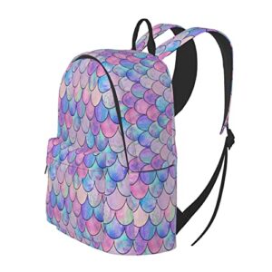 Delerain 16 Inch Backpack Mermaid Scales Laptop Backpack School Bookbag Travel Shoulder Bag Casual Daypack