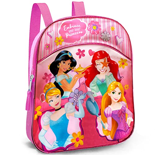 Walt Disney Studio Disney Princess Mini Backpack for Girls, Kids ~ 3 Pc School Supplies Bundle with 11'' Small Princess School Bag, Stickers, and Door Hanger (Disney Princess Mini Bag)