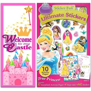 Walt Disney Studio Disney Princess Mini Backpack for Girls, Kids ~ 3 Pc School Supplies Bundle with 11'' Small Princess School Bag, Stickers, and Door Hanger (Disney Princess Mini Bag)