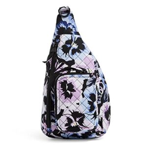 Vera Bradley womens Cotton Mini Sling Backpack Bookbag, Plum Pansies - Recycled Cotton, One Size US