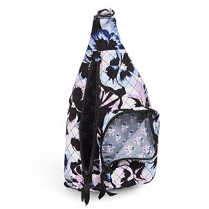 Vera Bradley womens Cotton Mini Sling Backpack Bookbag, Plum Pansies - Recycled Cotton, One Size US