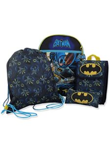 dc comics batman boys 16″ backpack 5 piece school set (one size, blue)