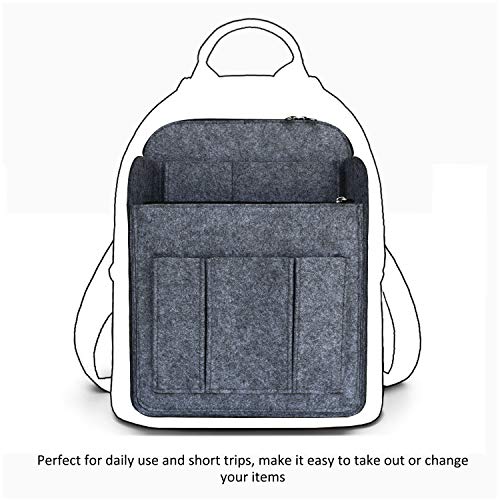 APSOONSELL Large Backpack Organizer Insert Felt Bag Organizer with Zipper Backpack Shaper Foldable Tote Organizer for Rucksack Shoulder Bag, Gray, XL