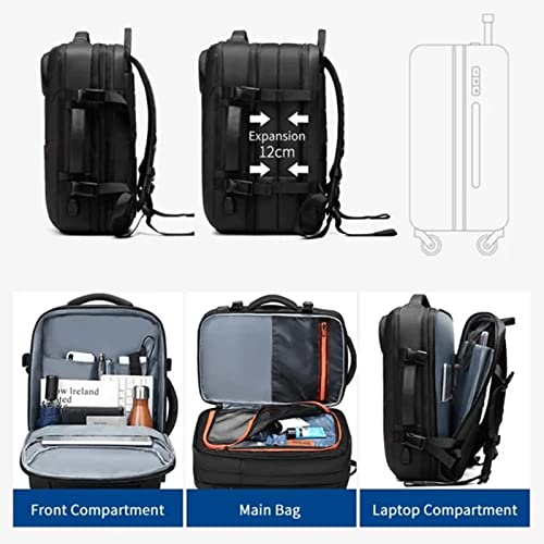 Men's Waterproof USB Charging Male Laptop Casual Travel Bag, 36-55L Flight Approved Carry on Backpack, Allow 15.6'' Laptop (1pcs)