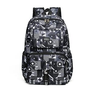 geometric prints primary kids backpack, elemetary students bookbag teens schoolbag, knapsack for girls