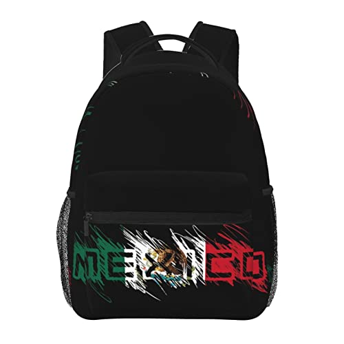 Qurdtt Mexico Flag Backpack Patriotic Mexican School Bookbag Casual Travel Laptop Daypack for Men Women Teenagers