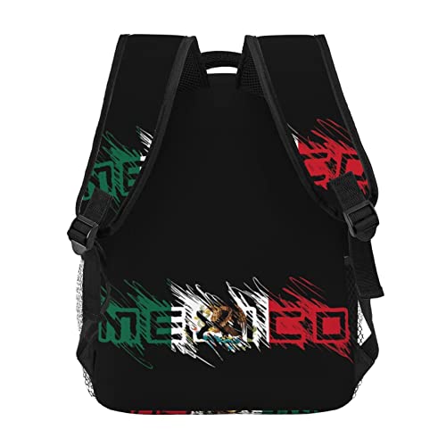 Qurdtt Mexico Flag Backpack Patriotic Mexican School Bookbag Casual Travel Laptop Daypack for Men Women Teenagers