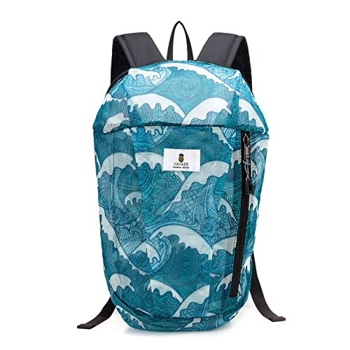 Mesh Backpack Floral Mini Backpack Lightweight See Through Kids Adults 10L Outdoor Small Day Backpack (Blue Wave)